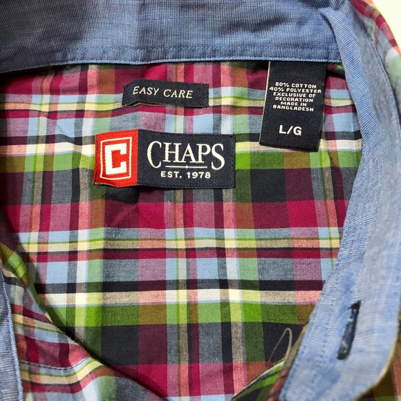 NWT- Chaps Men’s L/S Plaid Collared Button Down- L - Picture 7 of 11